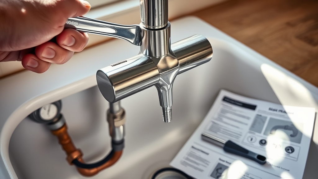 Plumber installing faucet